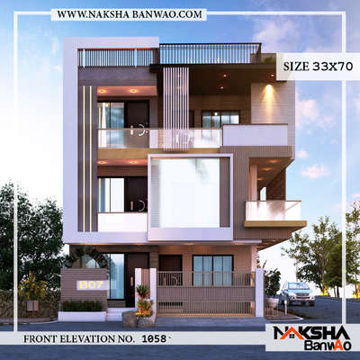 Complete project #bhopal MP.
Elevation Design 33x70
#naksha #nakshabanwao #houseplanning #homeexterior #exteriordesign #architecture #indianarchitecture
#architects #bestarchitecture #homedesign #houseplan #homedecoration #homeremodling  #decorationidea #bhopalarchitect

For more info: 9549494050
Www.nakshabanwao.com