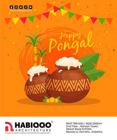 "Habiqqo family wishes everyone happy pongal! " may your sweet celebration be well on this good day.

#pongal #pongal2022 #indianfestival #festivalofjoy #january14 #habiqqoarchitecture #colorful