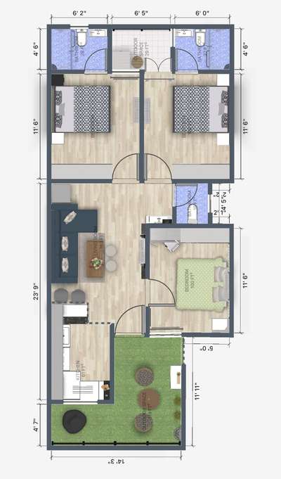 2D floor layout for a 3BHK flat
 #2DPlans  #2Dlayouts #InteriorDesigner  #interiorcontractors