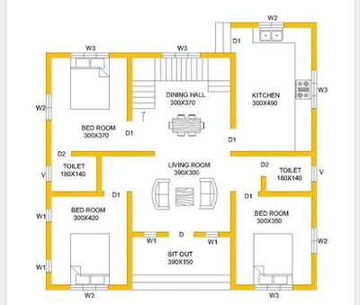 #1200 Sqft House
#Floor plan
#Ground Floor
#House Design 😍