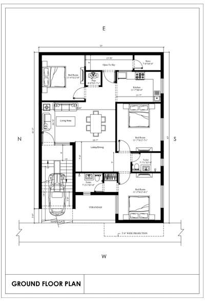Floor Plan 33'x45' best House Plan  #architectureldesigns  #interiores  #Structural_Drawing  #Detaileddwg  #3delevation🏠