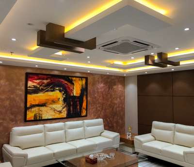 Executed in noida #office #lounger  #FalseCeiling #walltexture #lighting