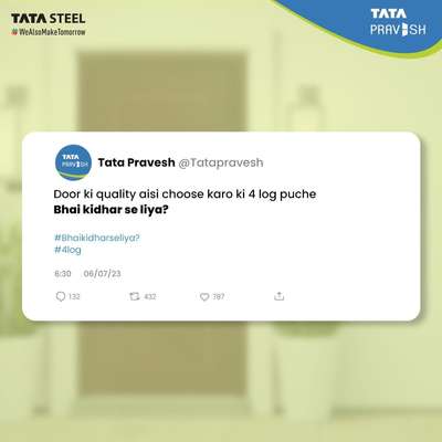 Choose a steel door that will make everyone question their door choices!🚪 With Tata Pravesh doors, you'll have people asking, 'Bro, which company's door is this?'

Embrace the strength, security, and style of our steel doors and leave them all amazed! 💪😄


#Tatapravesh  #Tatasteel  #wealsomaketomorrow  #steeldoors  #Tata  #beststeeldoors  #beststeeldoor #beststeeldoorinkerala