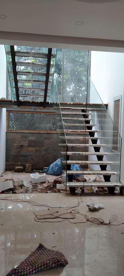 Ready made stair with side fitting glass