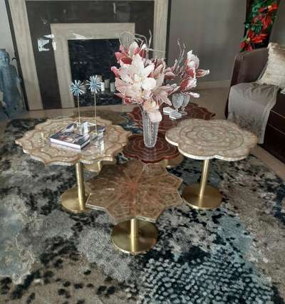 5pic set of table brass with resin
