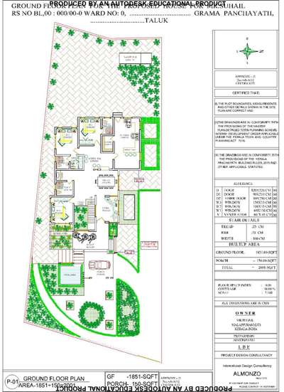-ground floor plan with
site and landscape design.
-prjct @ malappuram.
-landscape
-pool.