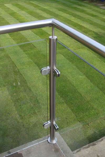 steel 304 railings & wooden railling  #GlassBalconyRailing