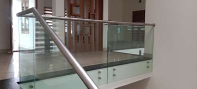 12mm toughened glass handrail with stainless steel toprail,, 800/sqft
