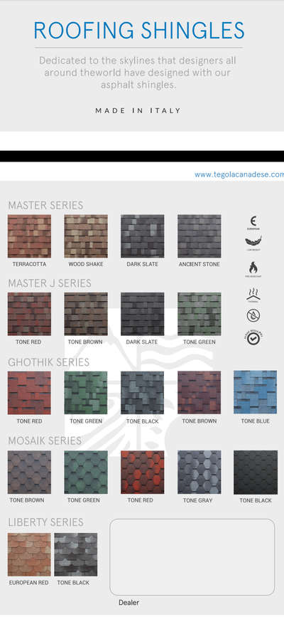 Roofing shingles Brochure
Please contact on 7510118628
Brands available:
Tegola Canadese, IKO, GAF