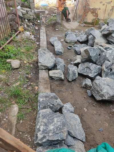 |compound wall|work on process|@kozhikode|rubble stone work|black stone| #blackstone