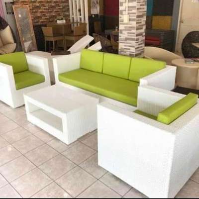 outdoor sofa 3+1+1 with center table in ms frame and wicker