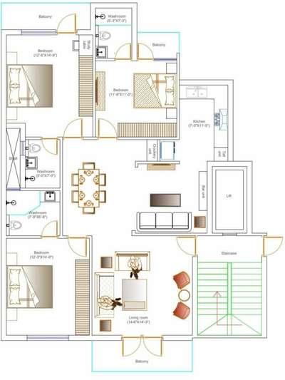 3bhk Layout for residential project in delhi🏠 #autocad #houseplan #2d #architect #architecturedesigns #support