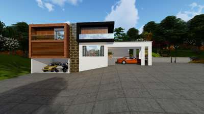 3 d elevation of three storied house