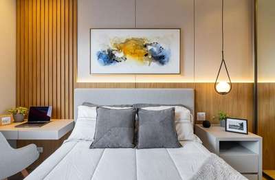 Look at this beautiful bedroom ðŸª„â�¤ï¸� #BedroomDecor #MasterBedroom #BedroomIdeas #WoodenBeds #AcrylicPainting #WallPainting #pillows #50LakhHouse