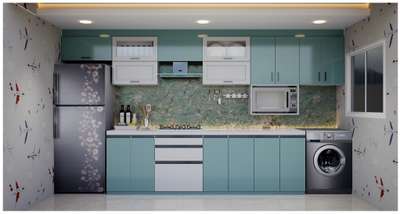 Modular kitchen interior-Green Theme  #ModularKitchen  #Modularfurniture  #InteriorDesigner  #KitchenInterior  #KitchenIdeas  #HomeDecor  #modernhouses  #modernarchitect