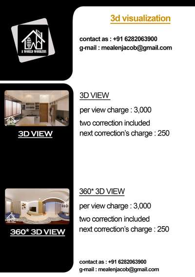 full interior & exterior design 3d view renders per view change contact us