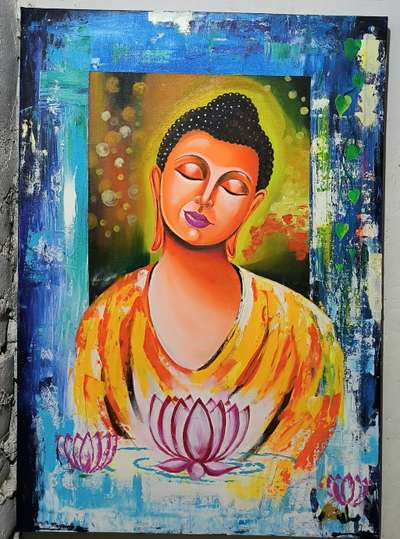 budha painting  in canvas 👉🏻(size 24/36) #AcrylicPainting #canva👈🏻spainting #canvas #WallPainting