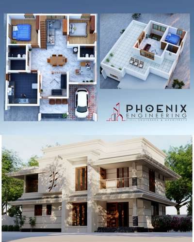 proposed Two Storey villa  #3D floor plan #3D elevation