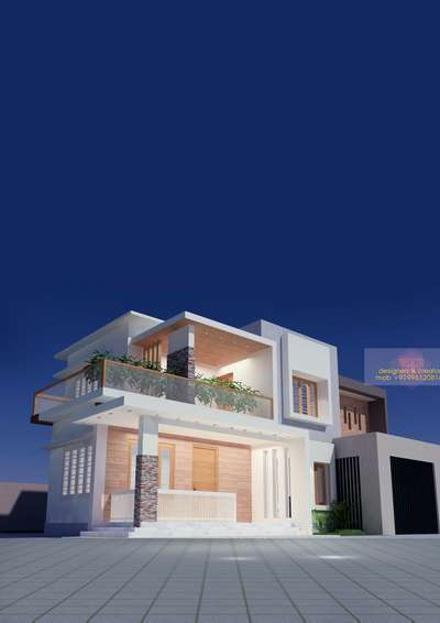 New contemporary box type home 3d design for Meenangadi site
