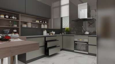 Modular Kitchen in a gray mood
 #InteriorDesigner #KitchenInterior #Architectural&Interior #3drenders #3drendering #3dvisualisation #best3ddesinger #ModularKitchen #KitchenIdeas