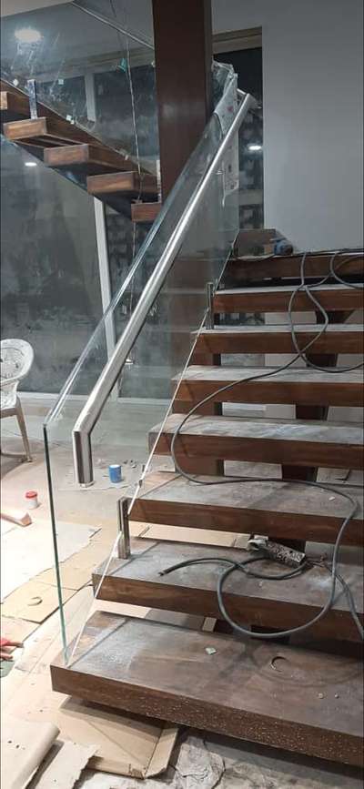 Stairs Glass Railing Done!
Glass handrail done!!
Side mounted steel handle!

 #handrails 
 #handrailsforkings 
 #GlassHandRailStaircase 
 #handrailstaircase 
 #GlassStaircase 
 #glassstairs 
 #glassrailing 
 #StainlessSteelBalconyRailing 
 #railingglass 
 #railingstainlessteel 
 #ssrailing 
 #ss+glasswork 
 #grade304 
 #jindal304 
 #202-304gradesteel