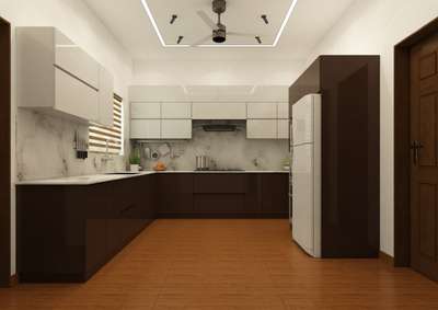 New project 3D view 
client - darwin Samuel 
Location-#Alappuzha 
glossy solid color combo kitchen 
#ModularKitchen #Alappuzha #FalseCeiling #FlooringTiles #InteriorDesigner #hettichinotech