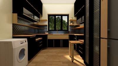 Kitchen Design 🖤 
Ash solid matte finish and textured glass cabinets with veneer laminate finish open shelves. Diamond shaped splash tiles.
Bold and beautiful designs for the best.
 #InteriorDesigner  #interior  #KitchenInterior  #KitchenIdeas  #ClosedKitchen  #home  #HouseRenovation  #black  #matte  #space