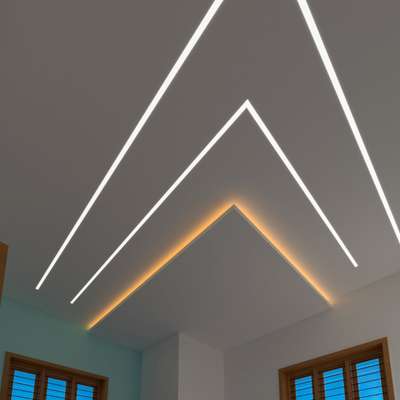 Used Gypsum board for ceiling work and LED profile lights for light  work. #GypsumCeiling #ledlighting