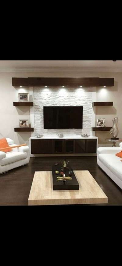 tv cabinet in combination of white and black coffee laminate.