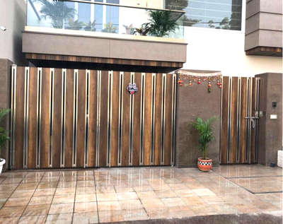 stainless steel and fundermax sheet Mane gate   #gates