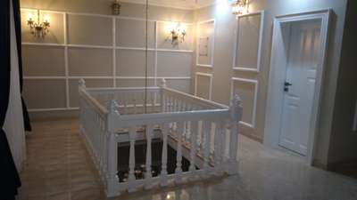 teakwood staircase pu pearl white finishing
