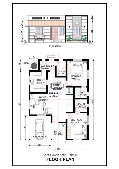 Residential Concept for Anto ,Chittilapilly, Thrissur  #2BHKHouse , #2BHKPlans , #1500sqftHouse , #below1500sq, #veeddesign , #FloorPlans , #WestFacingPlan