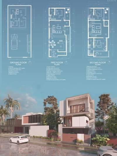 Floor plan with 3D View, Villa in Hyderabad.  #3dvisualisation  #FloorPlans #renderlovers  #Photoshop