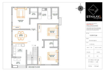 3BHK HOME PLAN 
area : 1191 sq.ft


#sthaayi_design_lab