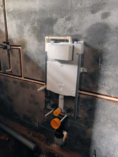 wall mounted closet , concealed flush tank, Diverter.  #Plumbing