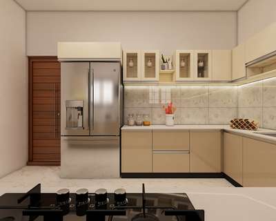 modular kitchen #ModularKitchen #ClosedKitchen #KitchenIdeas #LargeKitchen #LShapeKitchen #3DKitchenPlan