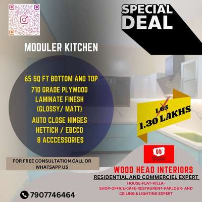 Moduler Kitchen package  #ModularKitchen #Laminate #ClosedKitchen  #Plywood  #woodheadinteriors