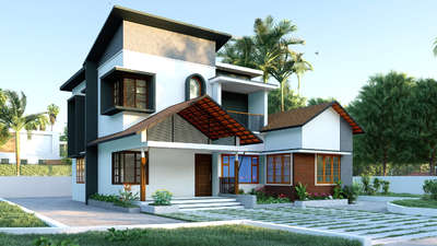 Contemporary design  #view #ElevationHome #HouseDesigns#3dhouse #exteriordesigns #exteriors #3d #homedesign #keralahomedesignz #keralaresidence #homedecoration #homeexterior