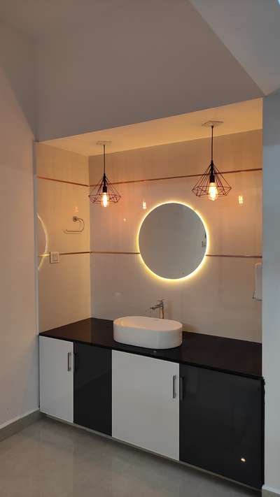 Wash Area Design | Amal Residence | Thodupuzha
 .
.
.
 #washarea #design #lights #tiles #washbasin #cupboards #shelf #Modularfurniture #washroomdesign #washbasinideas #mirrors #mirrordesign #Renovationwork #budgethomes