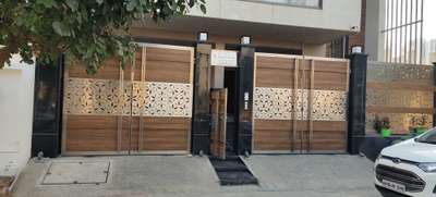stainless steel laser cut main gate with hpl sheet