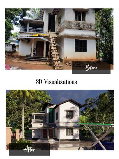 Exterior 3D Elevation 
 #3dvisulization #3delivation #HouseRenovation #exterior3D #rennovation 
. 
. 
. 
. 
. 
. 
#MixedRoofHouse #rooftiles #glasswork #carporch #Landscape #FlooringTiles #3D_ELEVATION #FloorPlans #estimation #GardeningIdeas