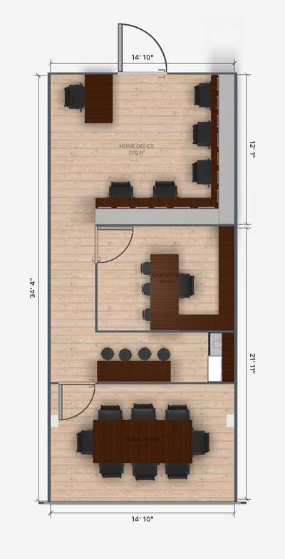 Layout plan for a 500 sq. ft. office for a client. The office has space for a boss cabin, 5 staff, 8-seater conference table, reception, lunch counter and a small pantry.
Contact us to get your layout designed.
#2DPlans #FloorPlans #InteriorDesigner #interiorcontractors