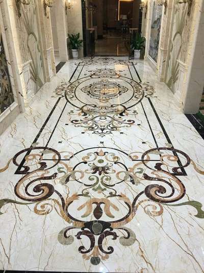 Marble inlay flooring work
