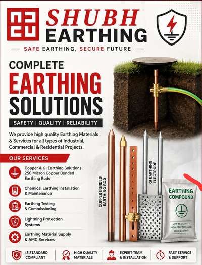 Shubh Earthing – Best Chemical Earthing Solutions in Jaipur
Shubh Earthing is a leading manufacturer, supplier, and installer of Chemical Earthing Systems in Jaipur, Rajasthan. We provide high-quality Copper Bonded Chemical Earthing Electrodes, GI Earthing Electrodes, Earthing Compounds, and complete Earthing Installation Services for residential, commercial, industrial, solar, and EV charging projects.
Our Chemical Earthing Solutions are designed to provide low resistance, excellent conductivity, corrosion resistance, and long service life. Proper earthing protects electrical equipment, transformers, panels, DG sets, solar plants, EV charging stations, and buildings from electrical faults, leakage current, and lightning strikes.
✅ Chemical Earthing Installation
✅ Copper Bonded Earthing Electrode
✅ 50 MM & 80 MM Copper Bonded Earthing
✅ 250 Micron Copper Coating
✅ Earthing Testing & Maintenance
✅ Lightning Protection System
✅ EV Charging Station Earthing
✅ Industrial & Commercial Earth
