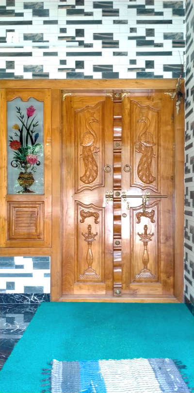 double door with peacock carving(handwork)