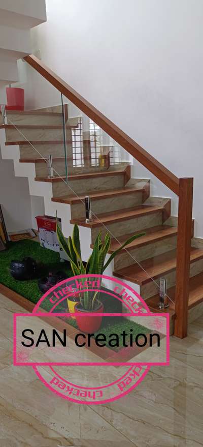 #GlassHandRailStaircase  #WoodenStaircase