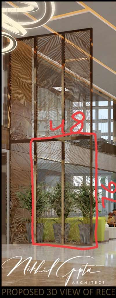steel partishn pr PVD krani he ros gold  4x6 ft ke 12 pis he