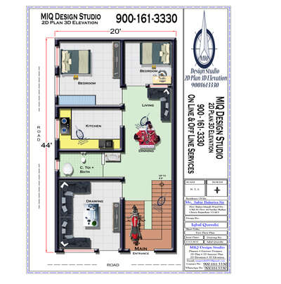 *New Plan* 
*20'-0"x 44'-0"*
*अपने सपनो का घर बनाने की शुरुआत कीजिये हमारे साथ*
*MIQ Design Studio*
On Line & Off Line Services
900-161-3330

*2 Bedrooms | Drawing I  Toilet Bath | Kitchen | Dinning |Living Area l*