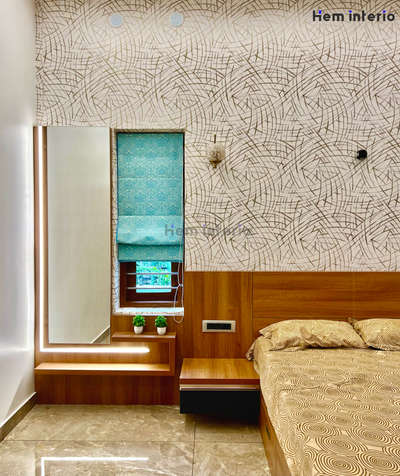 Bedroom interior 
Finished site at Kottayam 

 #bedroominteriors #cot #headboarddesign #dressingunits #profilelights #customized_wallpaper #romanblinds #BedroomDesigns #moderninteriors #interiordesignkerala #modernhousedesigns