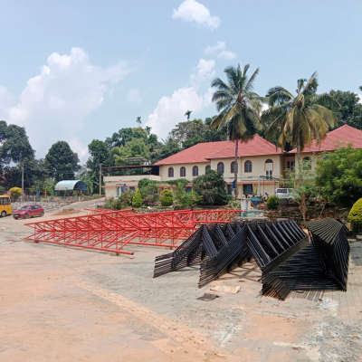 Space Frame work on progress @St. joseph school courtyard for Bus Bay of 40mx45m...kalpetta, wayanad  structuraly designed by Q eL Ti